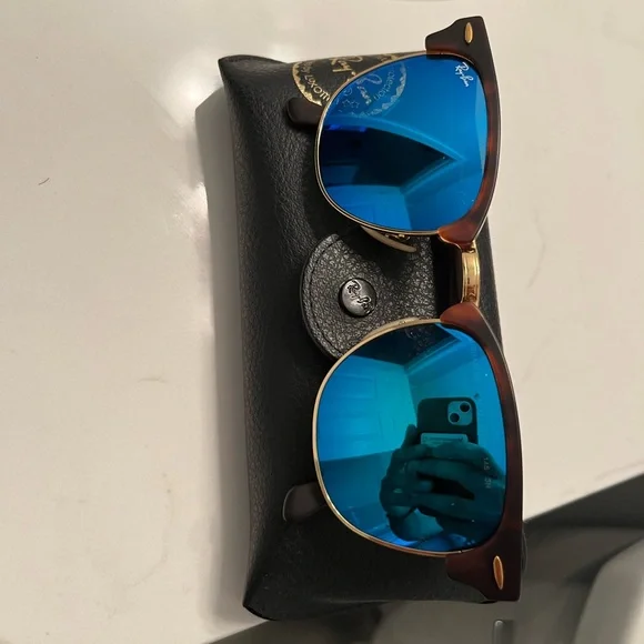 New blue flash lense club master Ray-Bans Ray-Ban Clubmaster Flash Sunglasses | TYLER main image 2